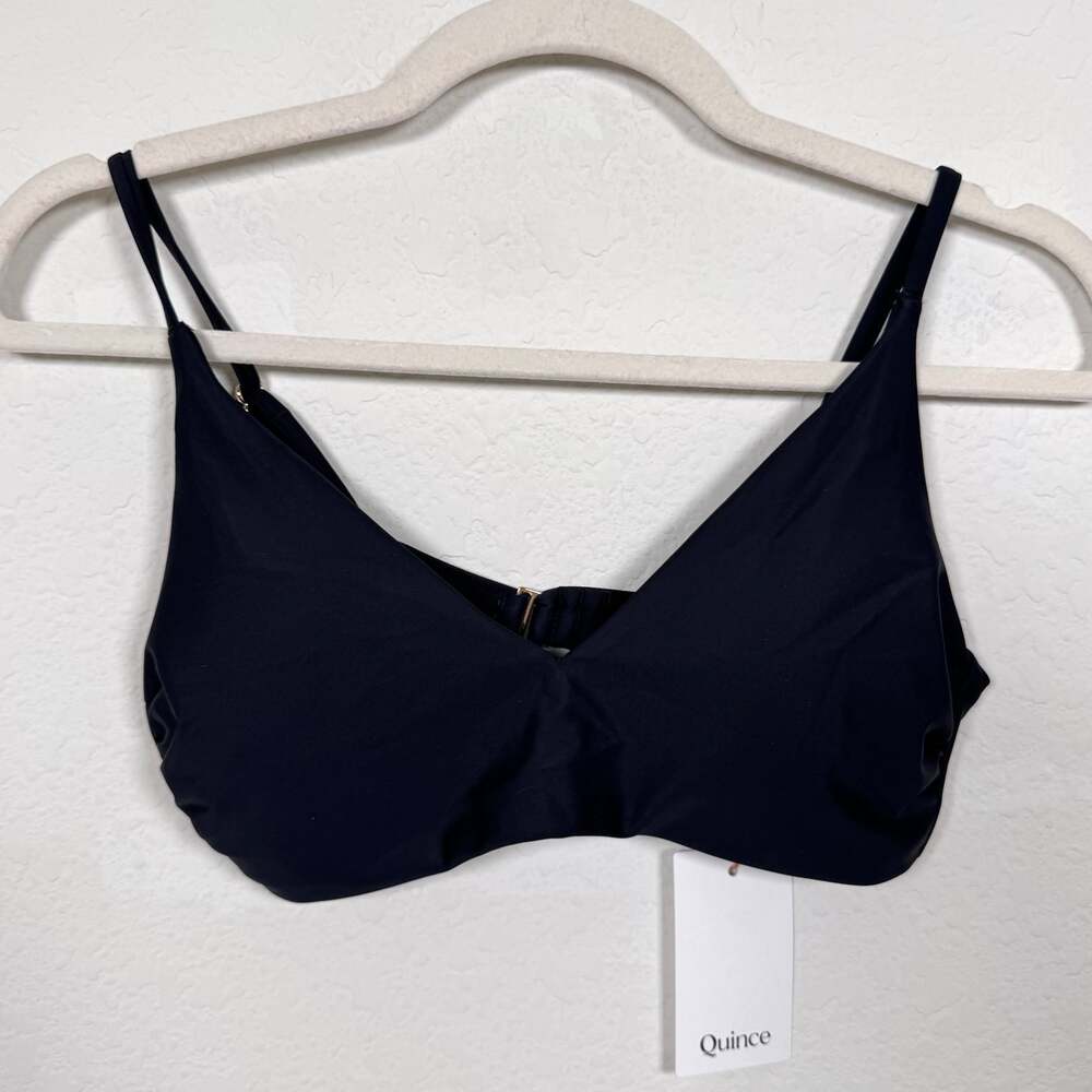 Quince Womens Italian V Neck Bikini Top Size M Swimwear Swim Minimal Black